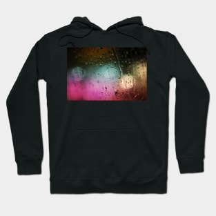 Deatil of raindrops on a car windshield at night Hoodie